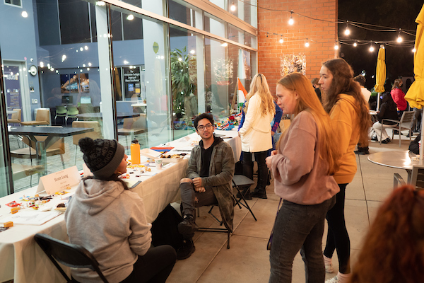 Students at info table
